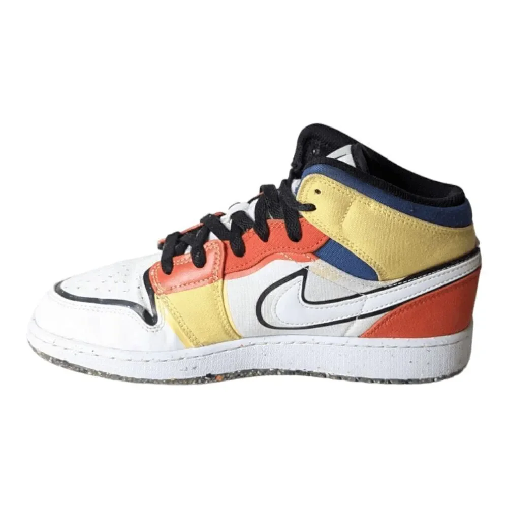 NIKE Air Jordan 1 Mid 'Multi Color Canvas' GS Size 6Y